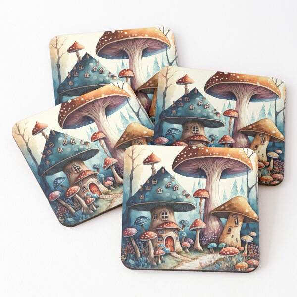 Item preview, Watercolor Mushroom Village designed and sold by Standard Deviation Co.