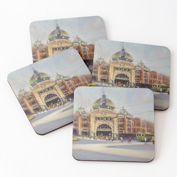 Item preview, Franciska Howard, Artist, Painting,  Flinders Street  Melbourne, Tram, Train Station, People, Pedestrians, Melbourne, City, Streetscape, Victoria designed and sold by Franciska Howard.
