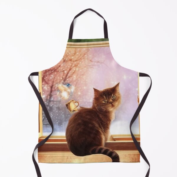 Item preview, Magical winter cat at the open window designed and sold by TeschWerks.