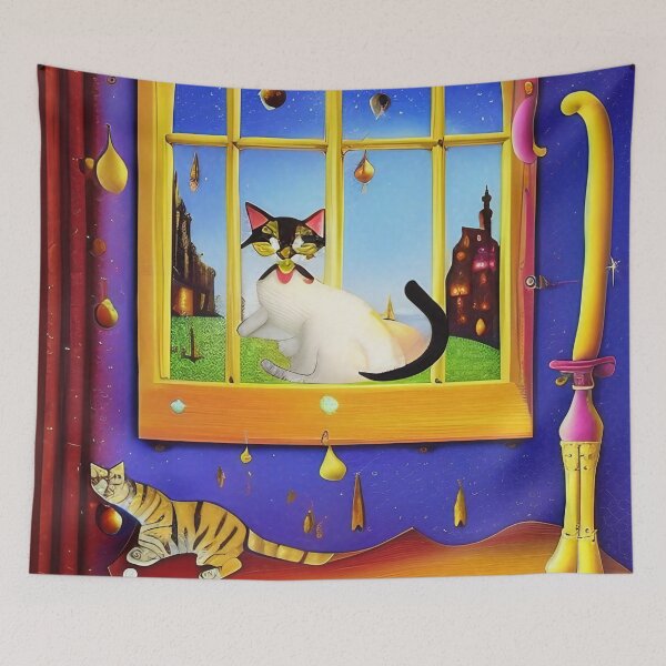 Item preview, Colorful cat in her playroom designed and sold by TeschWerks.
