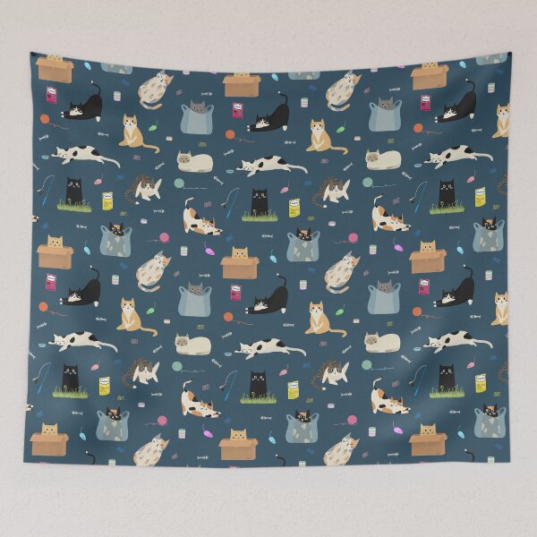 Item preview, Funny Cat Doodle Pattern  designed and sold by BluebellPainter.