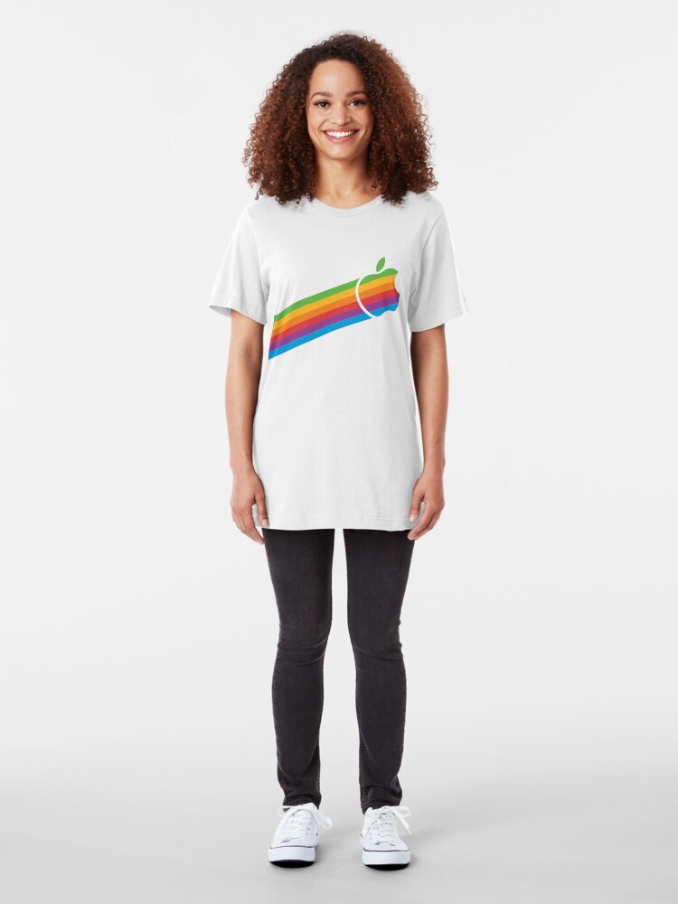 Alternate view of Swoosh Classic Apple Logo iPhone, iPad and Laptop Case Slim Fit T-Shirt