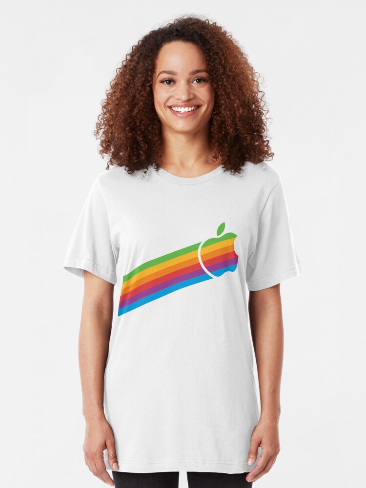 Alternate view of Swoosh Classic Apple Logo iPhone, iPad and Laptop Case Slim Fit T-Shirt