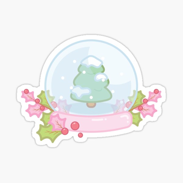 Christmas Pink Snowglobe Christmas Tree Sticker for Sale by cSprinkleArt