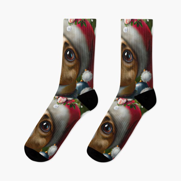 Item preview, Christmas Danish-Swedish Farmdog Wearing A Santa Hat designed and sold by ZenEverAI.