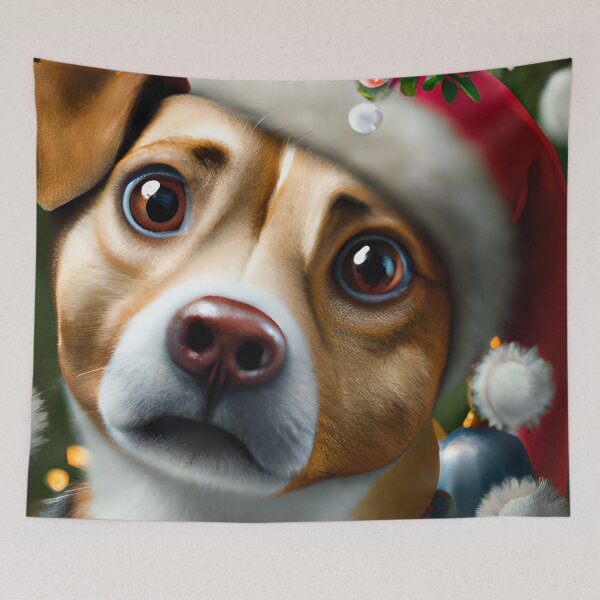 Item preview, Christmas Danish-Swedish Farmdog Wearing A Santa Hat designed and sold by ZenEverAI.