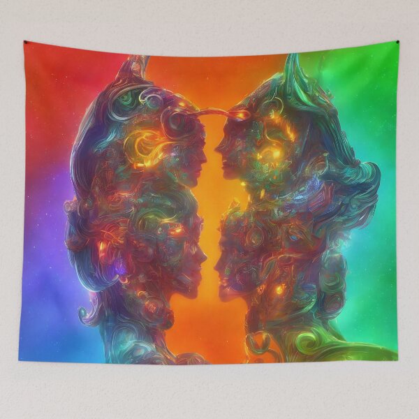 Item preview, Gemini zodiac sign, glowing vivid colors,illustrative art, artist interpretation, concept art designed and sold by LoveZodiac.