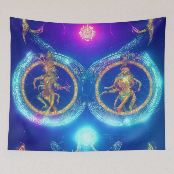 Item preview, Gemini zodiac sign, glowing vivid colors,illustrative art, artist interpretation, concept art designed and sold by LoveZodiac.