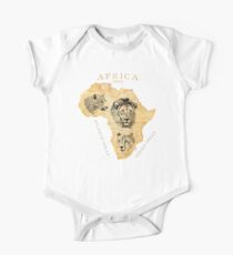 Vintage Afrika Karte mit großen Katzen Baby Body Kurzarm