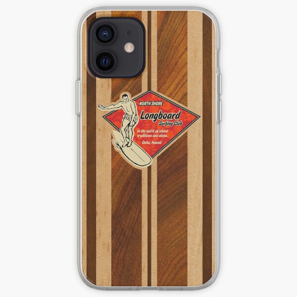 Waimea Hawaiian Faux Koa planche de surf en bois Coque souple iPhone