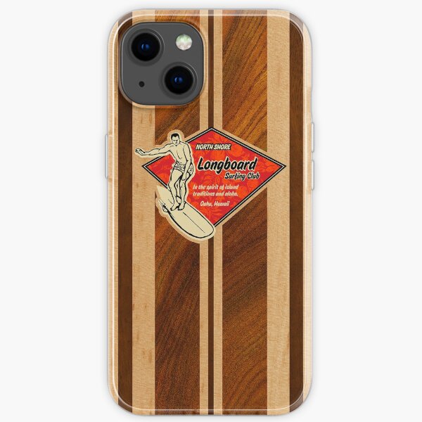 Waimea Hawaiian Faux Koa planche de surf en bois Coque souple iPhone