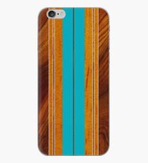 Vinilo o funda para iPhone Tabla de surf Hawaiian Faux Koa de Nalu Mua - Teal