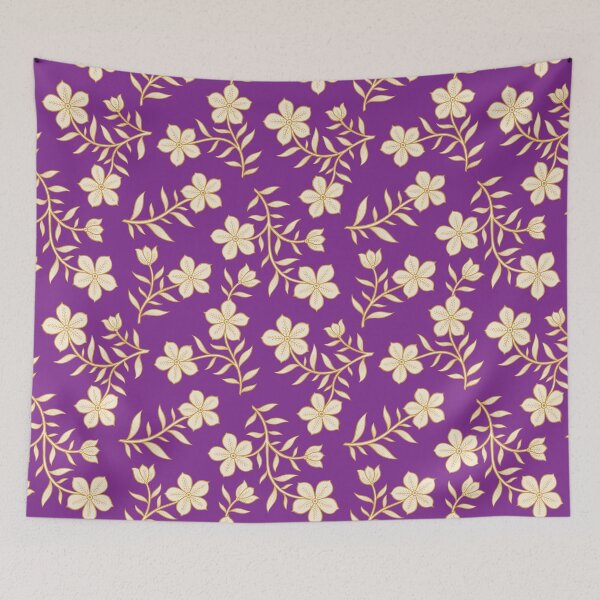 Item preview, Purple and Yellow Hand-drawn Indian Floral Pattern designed and sold by Artsychoke.