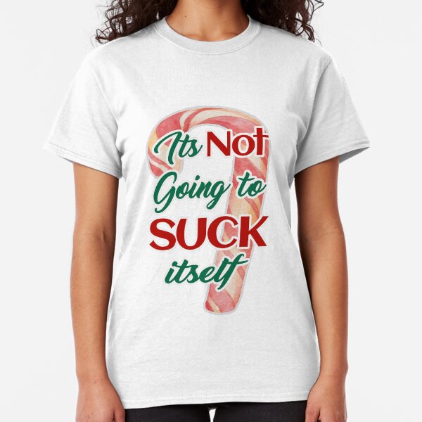 HO HO HO Christmas Candy Canes Womens Boyfriend Fit T-Shirt