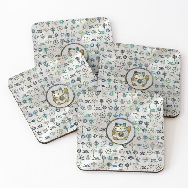 Item preview, Maneki Neko Lucky cat on  pearl and abalone designed and sold by k9printart.