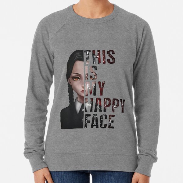 This Is My Happy Face Wednesday Addams Lightweight Sweatshirt