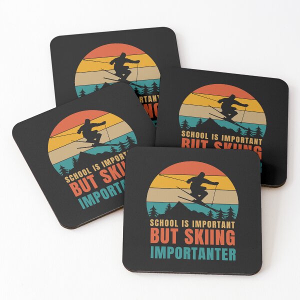 Item preview, school is important but skiing importanter. ski lover gift designed and sold by DIDAKU.