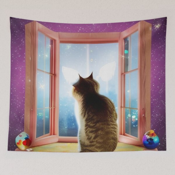 Item preview, Little cat at a big window in the universe designed and sold by TeschWerks.