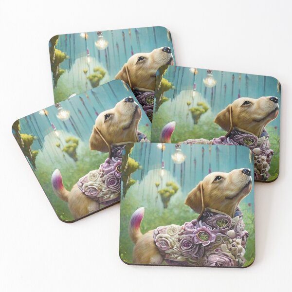 Item preview, Sweet, dreamy puppy in an enchanted forest designed and sold by TeschWerks.