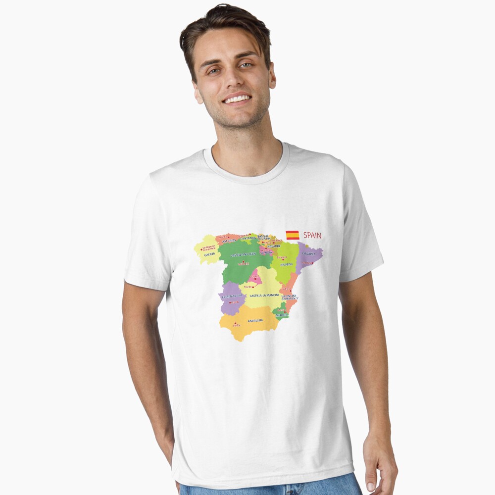 Spain map with regions and main cities Sticker