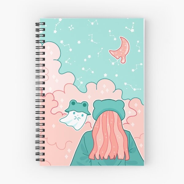Item preview, A ghost and a girl with froggy hats look at each other under the moonlight designed and sold by Inkcapella.