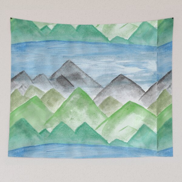Item preview, Colorful Mountains with Lake designed and sold by JuliasArtWorld.