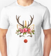Unicorn Reindeer - Christmas / Einhorn Rentier, Weihnachten Unisex T-Shirt