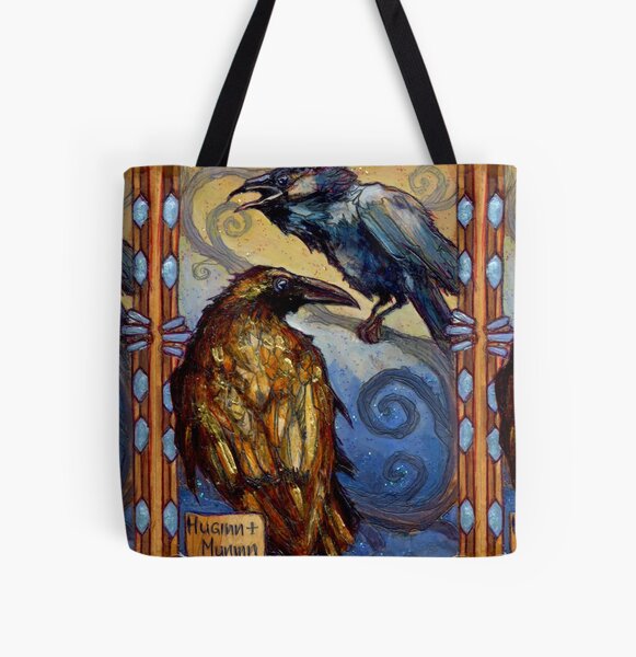 Ravens of Odin, Huginn & Muninn All Over Print Tote Bag