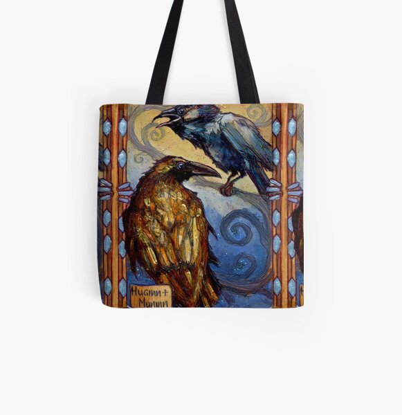 Ravens of Odin, Huginn & Muninn All Over Print Tote Bag