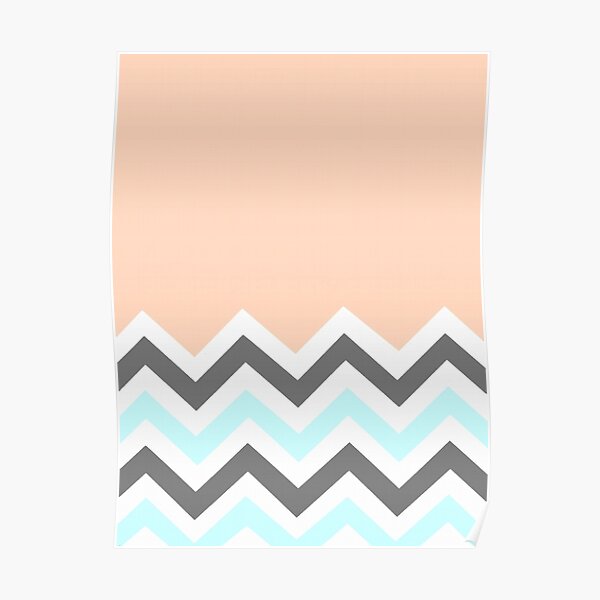 Color Blocked Chevron - Peach Poster