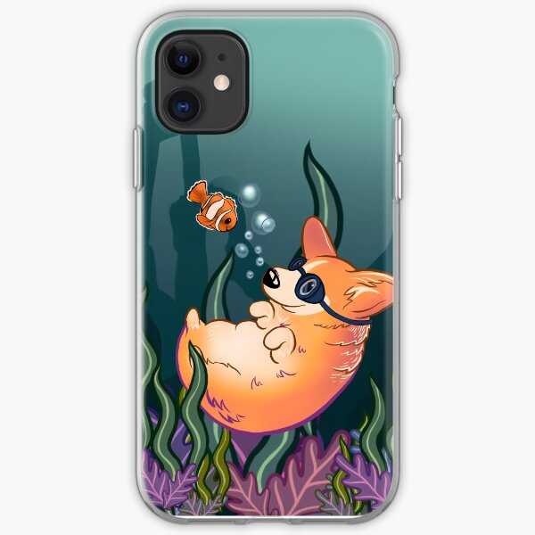 Underwater Corgi and Clown Fish iPhone Soft Case