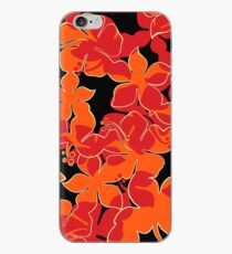 Hanalei Hawaiian Floral Camo Aloha Shirt Print - Red, Orange & Black iPhone Case