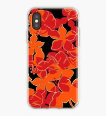Hanalei Hawaiian Floral Camo Aloha Shirt Print - Red, Orange & Black iPhone Case