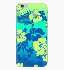Kona Blend Hawaiian Hibiscus Aloha Shirt Print- Turquoise iPhone Case