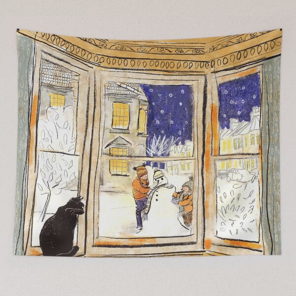 Item preview, Black Cat watching the Snowfall designed and sold by Lemady.