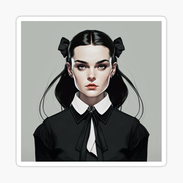 Wednesday Addams Nevermore academy manga style Sticker