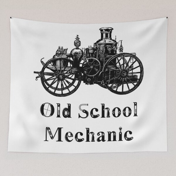 Item preview, 'Old School Mechanic' Automotive Design - Retro Illustration for T-shirts, mugs, phone cases and other accessories designed and sold by Ridiculam Toga.