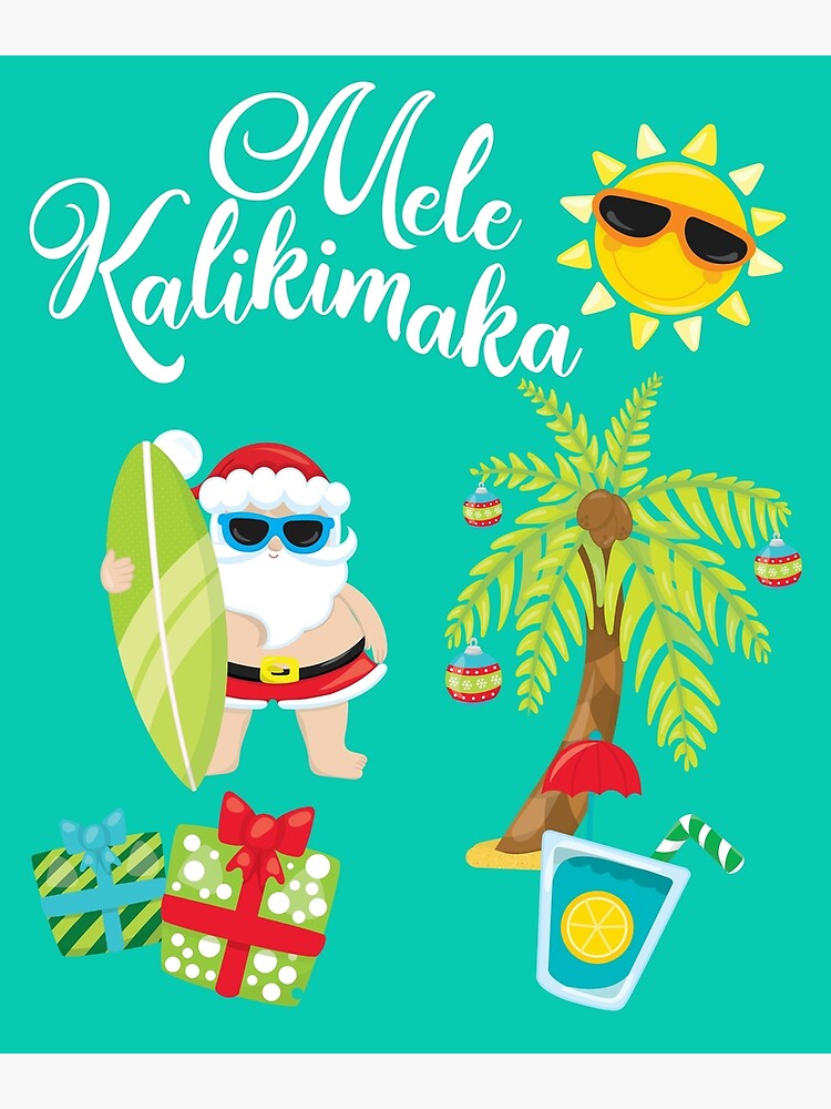 Hawaiian Christmas. Santa Claus. Mele Kalikimaka