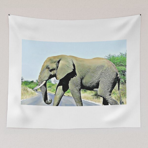 Item preview, elephant walking on road designed and sold by Design Kingdom.