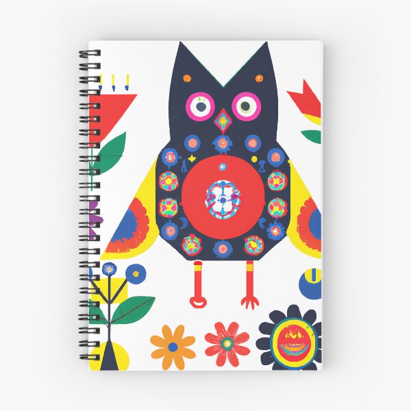 Item preview, Swedish folk art style floral art with Owl & flowers, Mid Centry Modern Aesthetic designed and sold by RoyalRepublics.