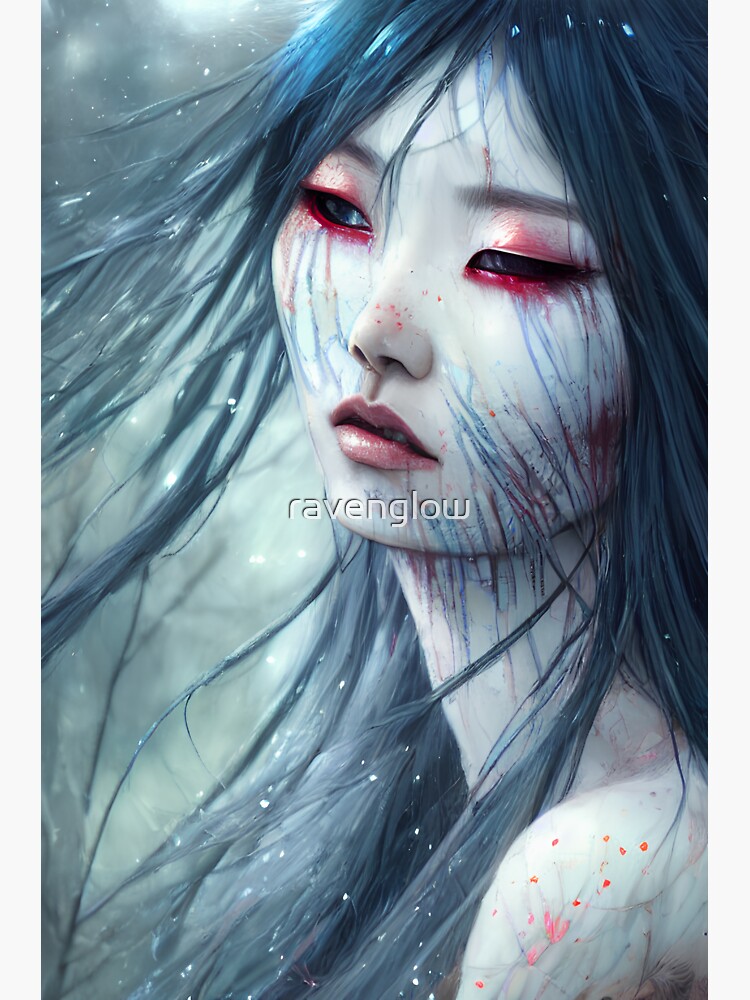 Japanese Yuki Onna Snow Woman Horror Legends Illustration Sticker For Sale By Ravenglow 