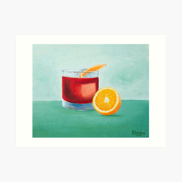 Negroni Cocktail Painting Art Print