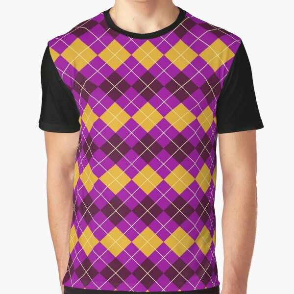 Purple and Saffron Yellow Argyle Pattern Graphic T-Shirt