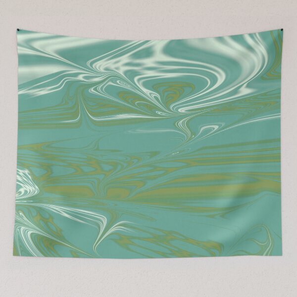 Item preview, Turquoise, Green, Mustard, White Liquid Art. Liquid Marble. Abstract Design. designed and sold by Jason123za.