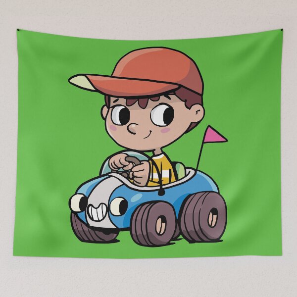 Item preview, boy drives a small car with a cute face designed and sold by duxpavlic.