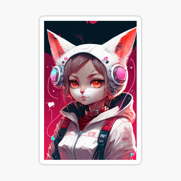 Anime Girl Cyberpunk Future Cute Cat Girl Sticker For Sale By Jjcat13 Redbubble