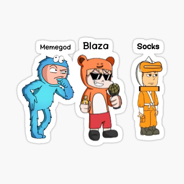 "Socksfor1 and blazaplays and fatmemegod " Sticker for Sale by artzaka
