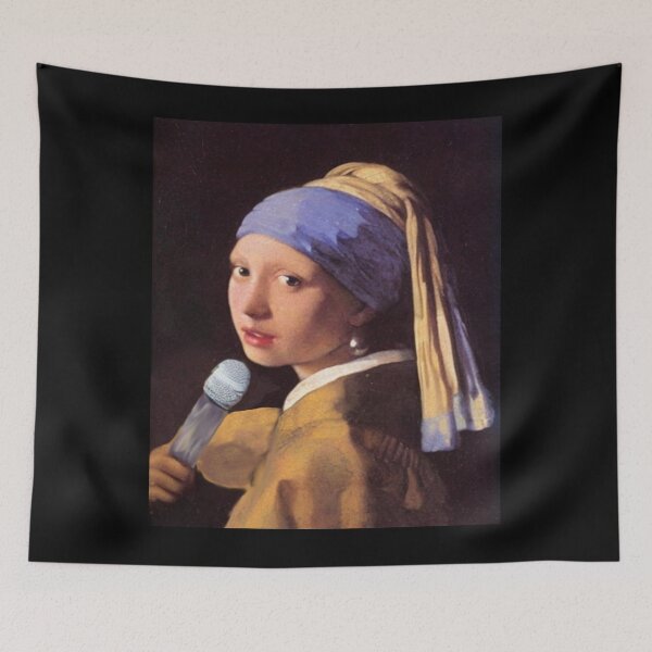 Item preview, Girl in the pearl earing does karaoke  designed and sold by CottagePop.