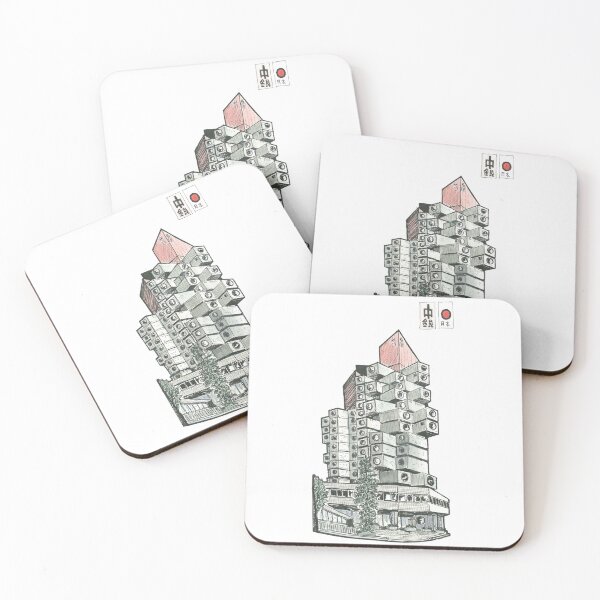 Item preview, Nagakin Capsule Tower Tokyo Japan Pen and Ink Illustration designed and sold by Wall-Art-Sketch.