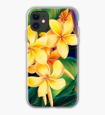 Tropical Paradise Hawaiian Plumeria Illustration iPhone Case